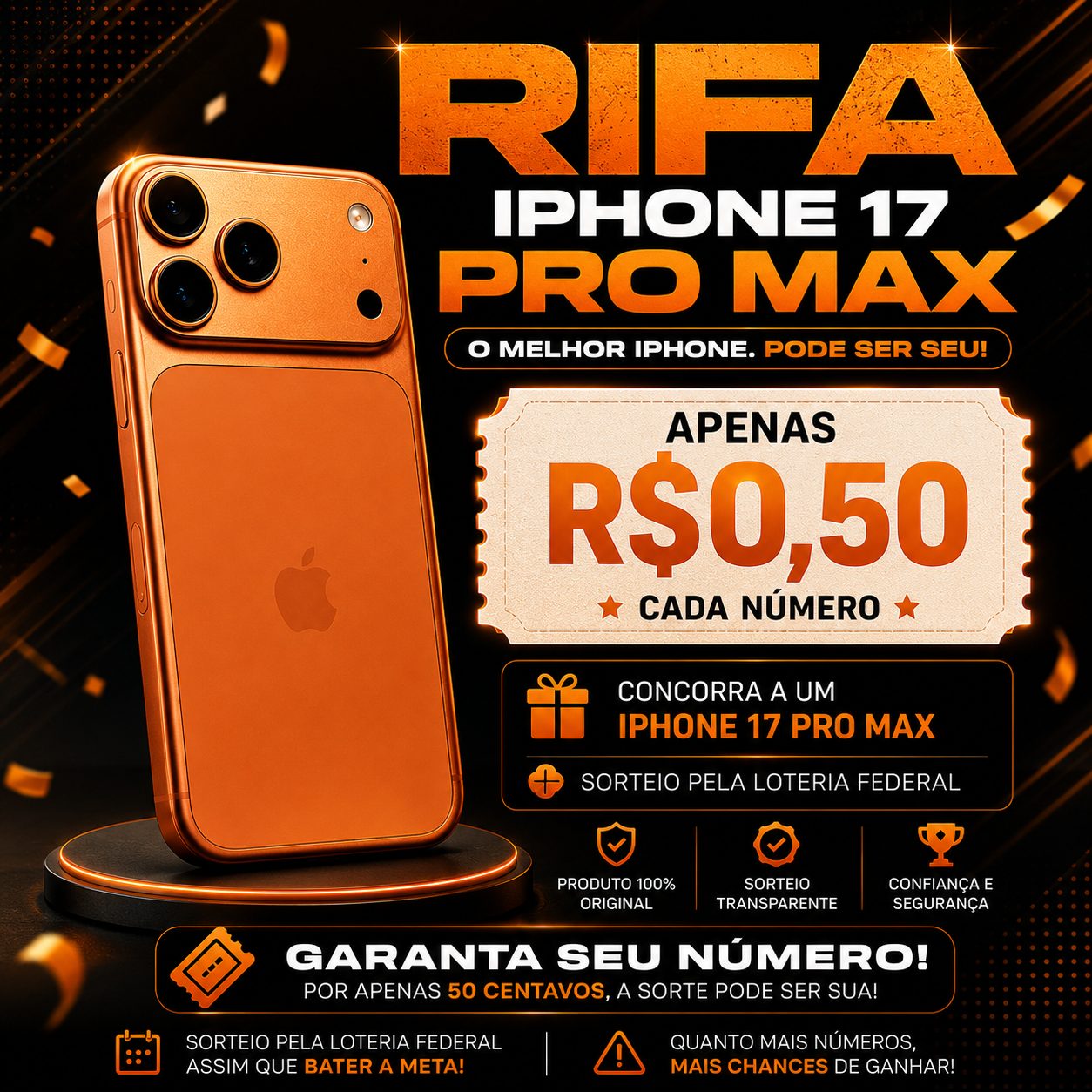 🍎 iPhone 17 Pro Max dos Sonhos + 5 Prêmios de R$ 500!